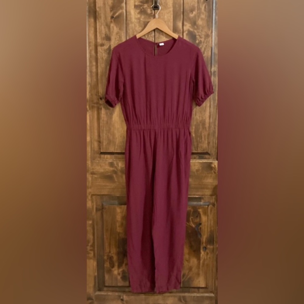 Old Navy Burgundy Short-Sleeve Jumpsuit